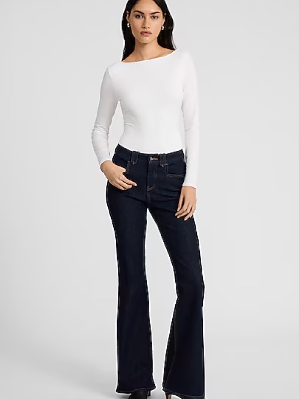 Express High-Rise Dark Blue Flare Jeans